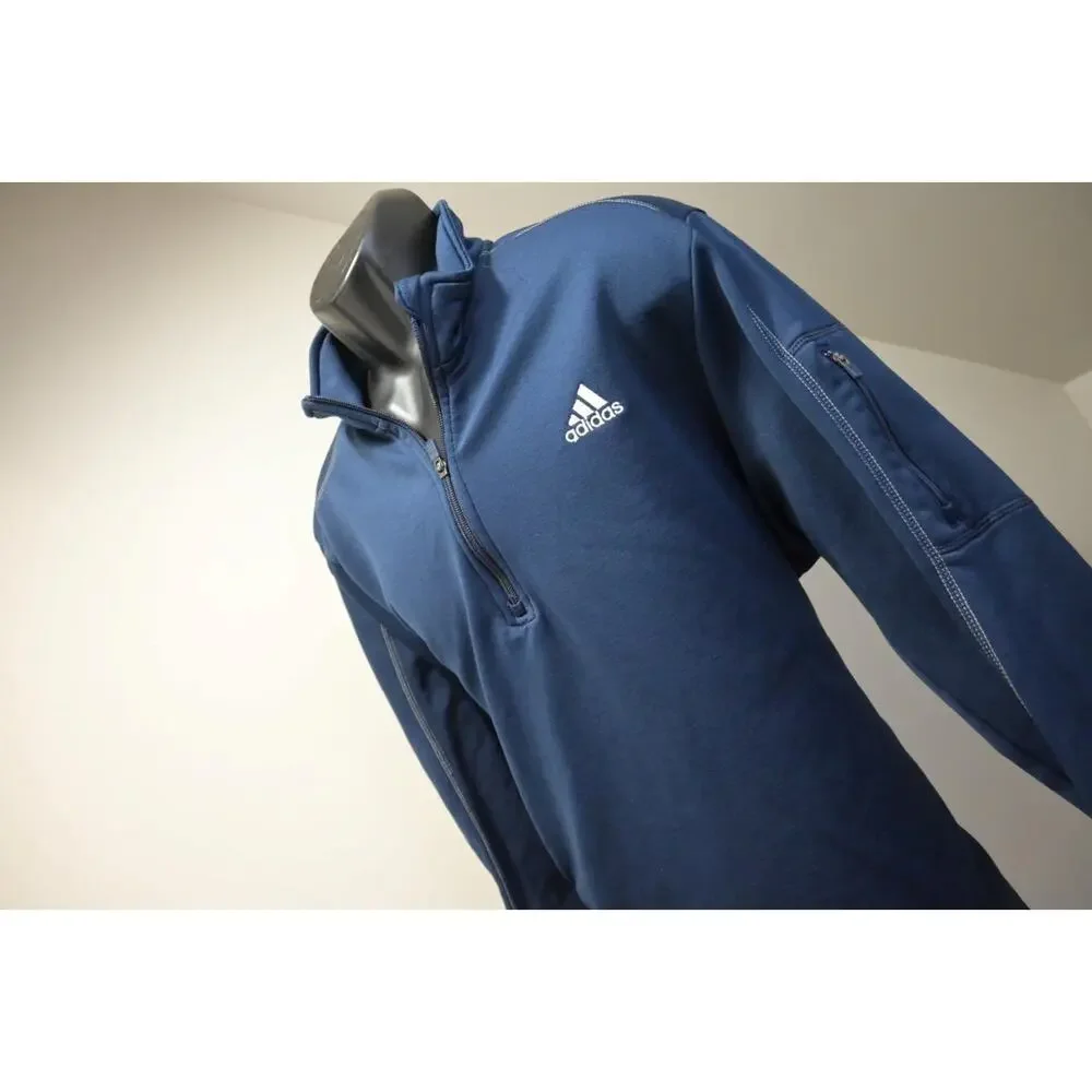 Adidas Track Soccer‎ Jacket 1/4 Zip Blue Pullover Athletic Mens Size 2XL XXL